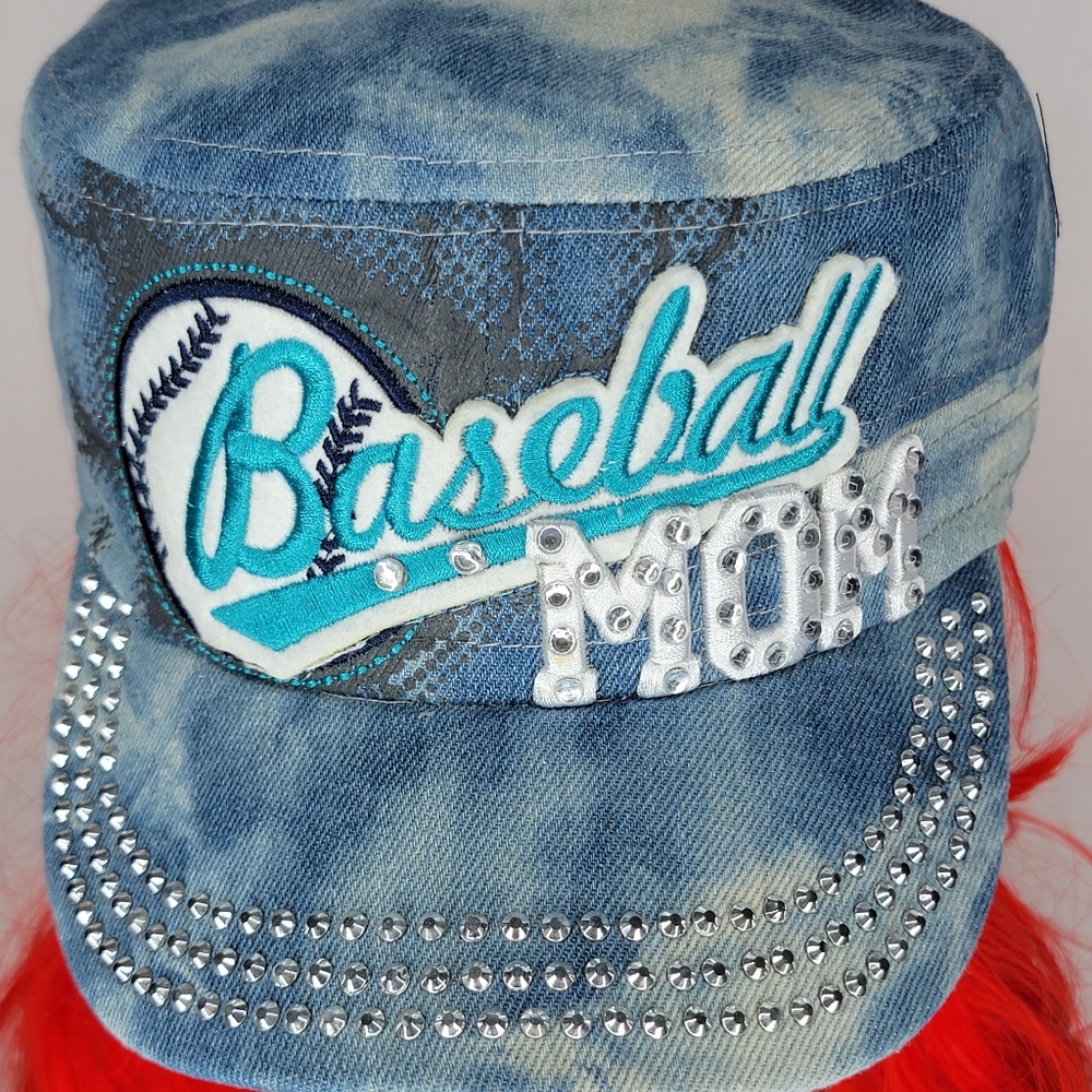 ``H25254 NWT Professional Style Rhinestone Baseball MOM Cadet Cap - Splash Light